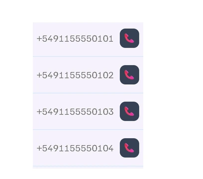 Vista de Telefonía con datos de demostración